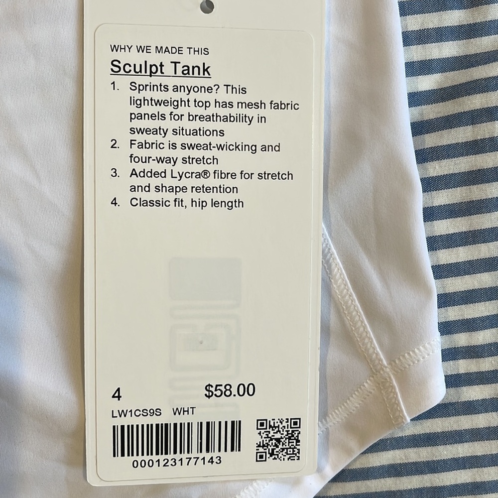 NWT - Lululemon White Sculpt Tank 4 - Picture 5 of 7